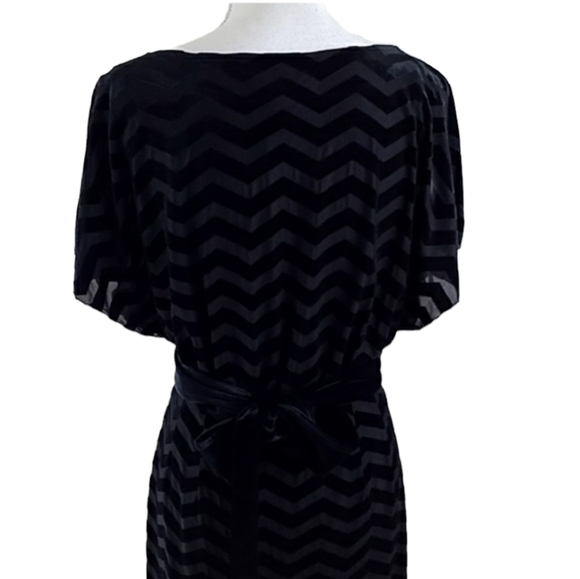 WHBM~Size XS~Black w/Zigzag Texture Belted Dress. - Picture 3 of 12